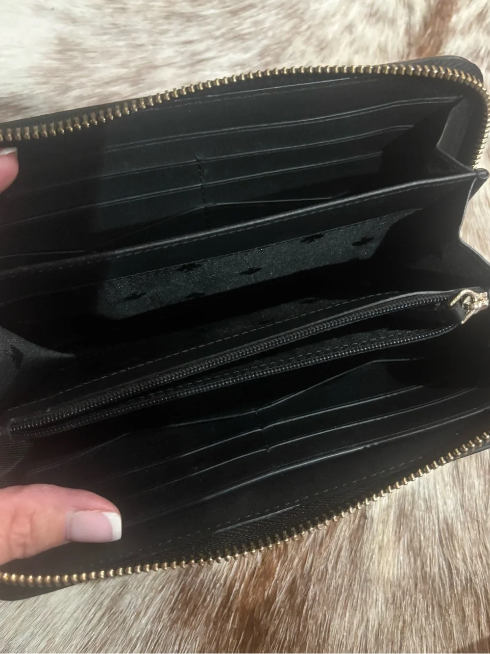 kate spade Black Saffiano Gold Logo Wallet
